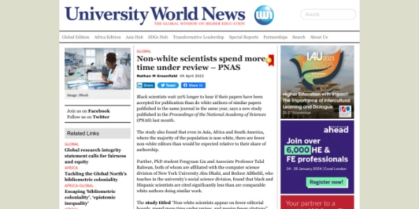 Non white scientists spend more time under review – PNAS www.universityworldnews.com