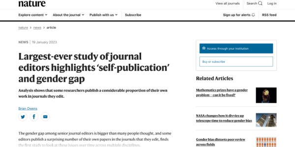 Largest ever study of journal editors highlights ‘self publication’ and gender gap www.nature.com