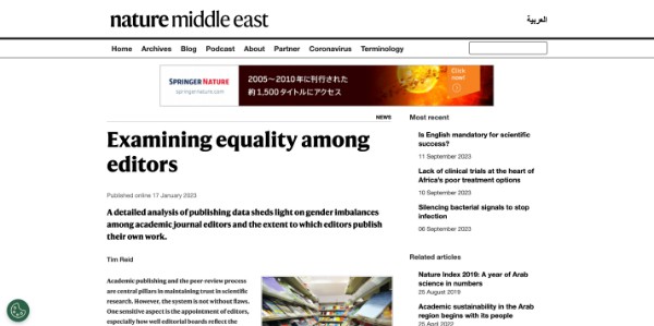 Examining equality among editors News Nature Middle East www.natureasia.com