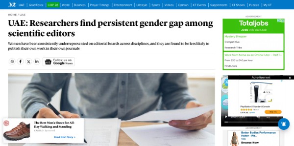 Researchers find persistent gender gap among scientific editors News Khal www.khaleejtimes.com