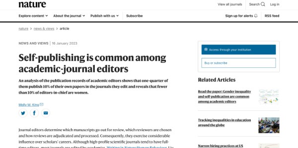 Self publishing is common among academic journal editors www.nature.com