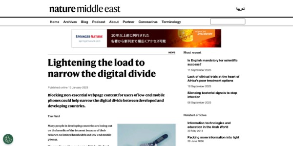 Lightening the load to narrow the digital divide News Nature Middle East www.natureasia.com
