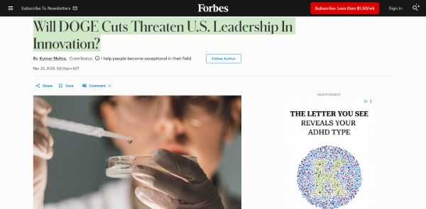 Will DOGE Cuts Threaten U.S. Leadership In Innovation